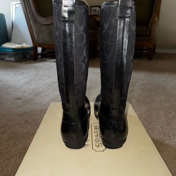 Coach Black Monogram Rain Boots - Picture 3 of 4